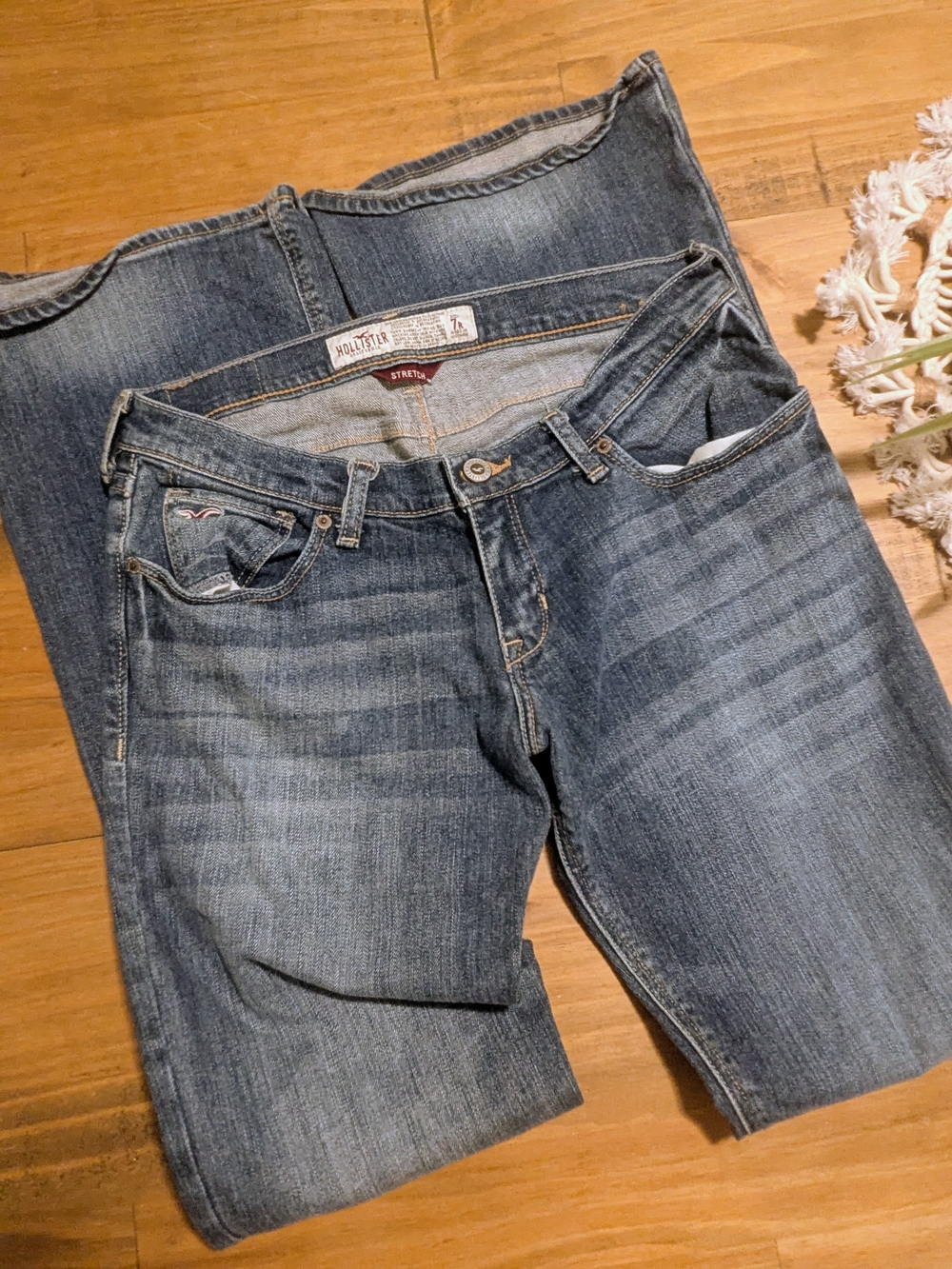 Vintage Hollister Cali Flare Jeans Low Rise Medium Wash Stitch Pockets 7R